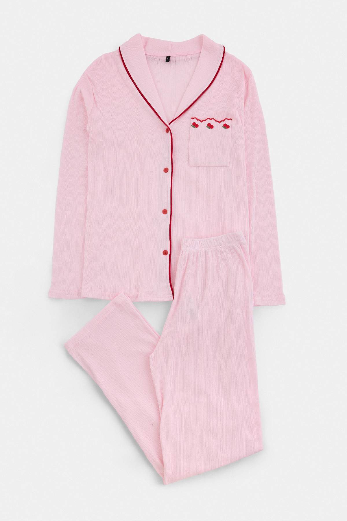 Short Sleeve Crew Neck Button Front Pyjama Set