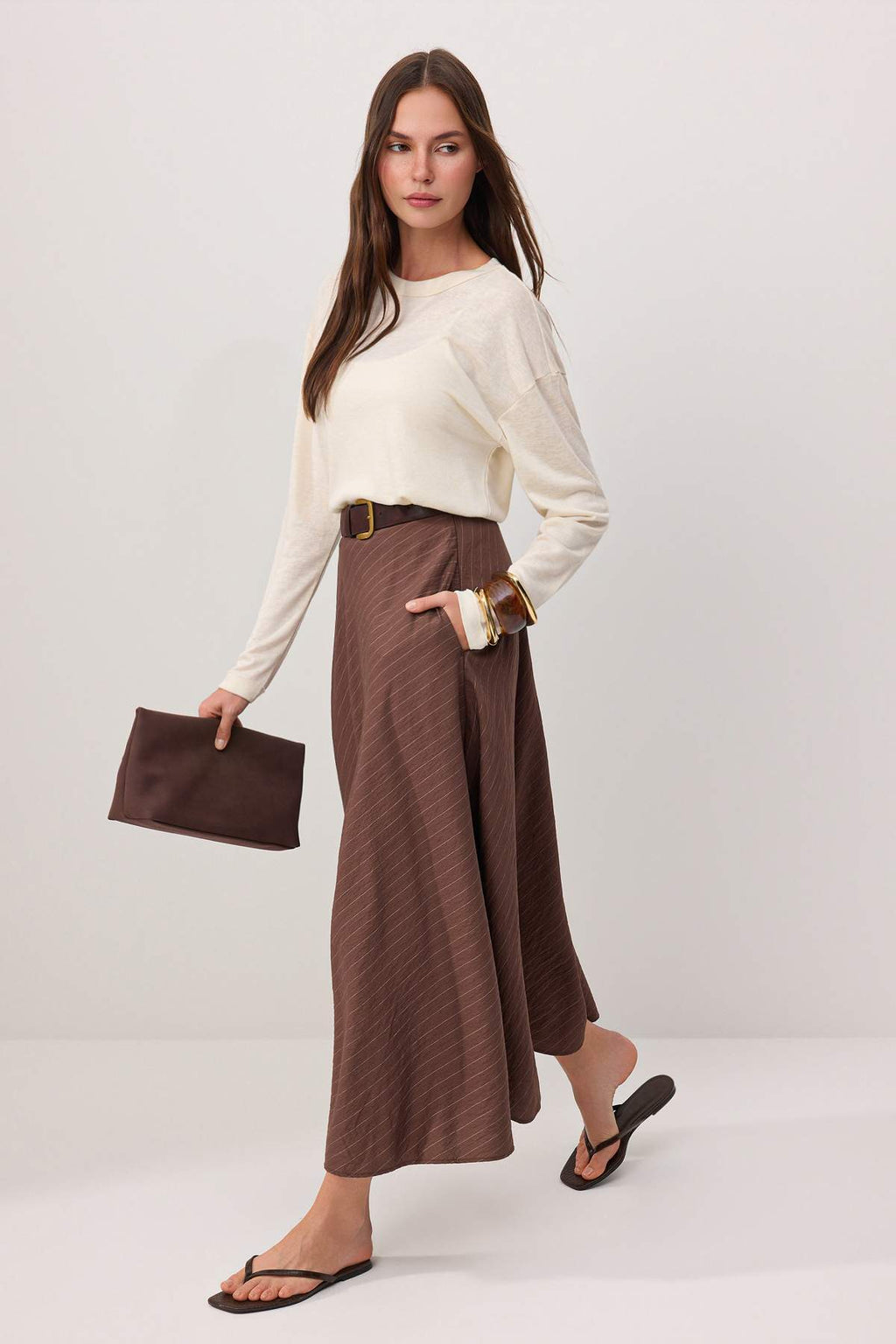 High Waist A-Line Maxi Skirt