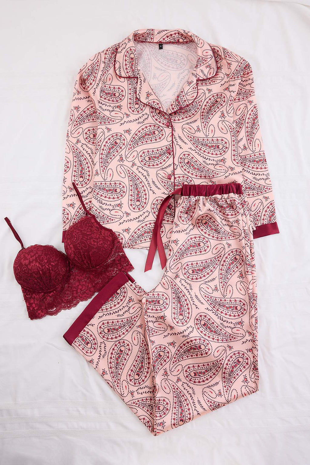 Shirt and Trousers Satin Pyjama Set