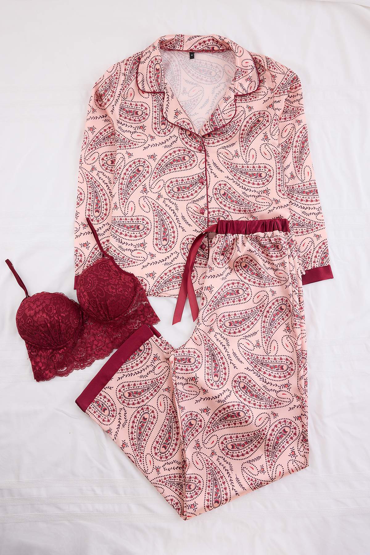 Shirt and Trousers Satin Pyjama Set
