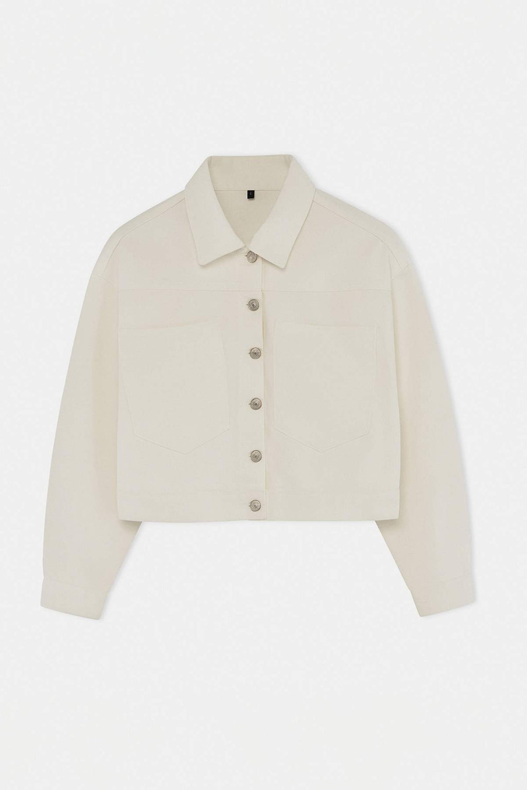 Collared Long Sleeve Crop Denim Jacket