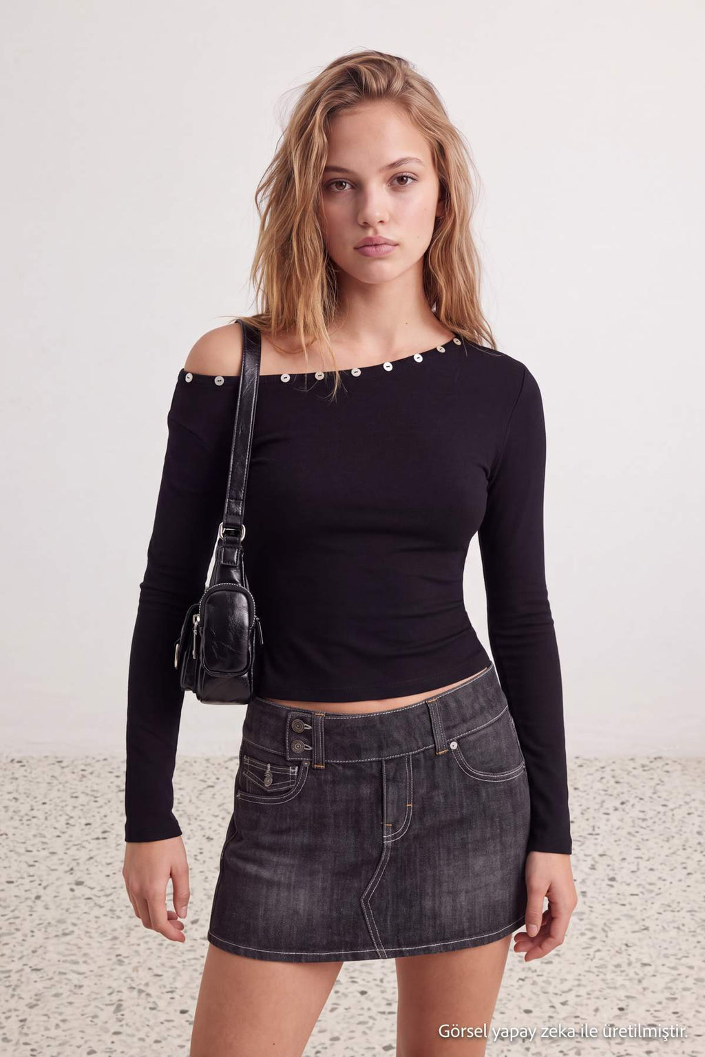 Asymmetric Neck Standard Sleeve Fitted Ribbed Blouse