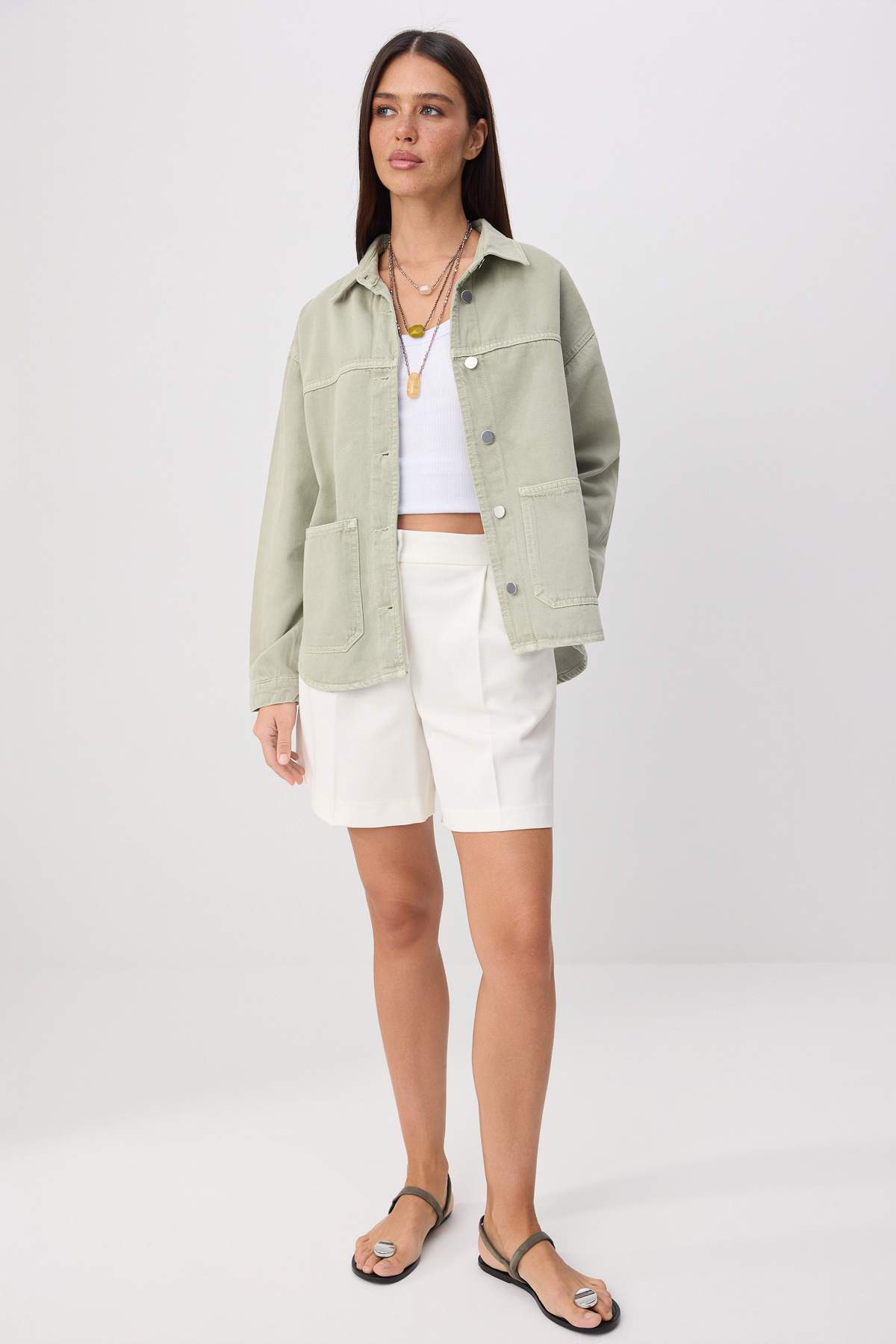 Shirt Collar Oversize Long Sleeve Denim Jacket