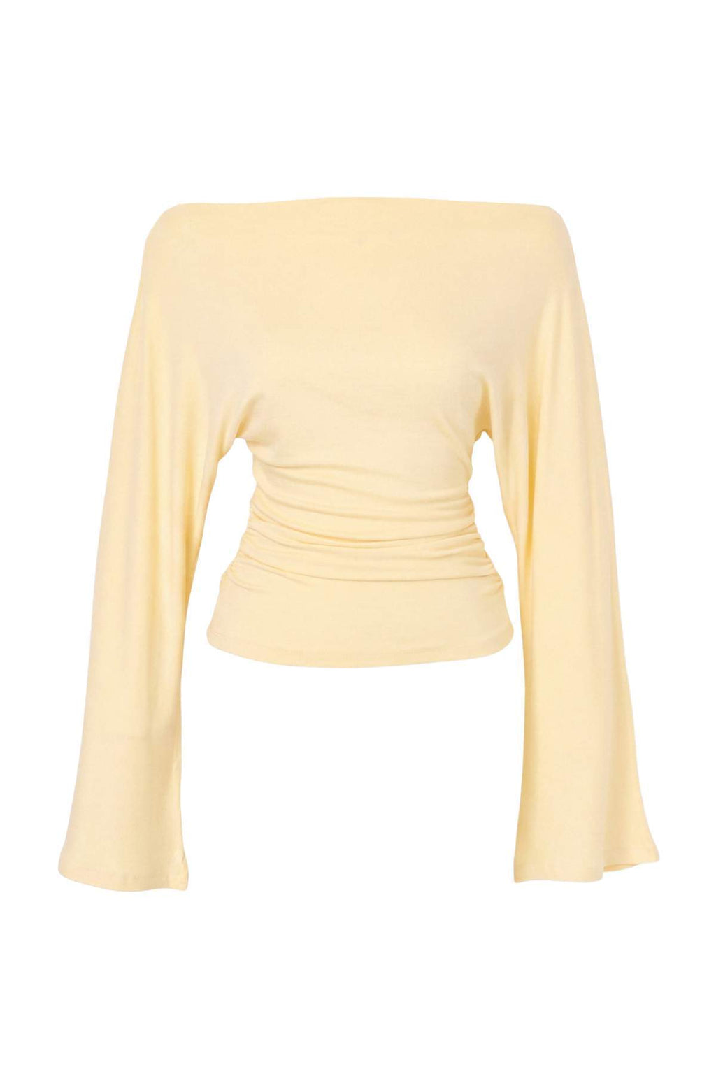 Fitted Boat Neck Batwing Sleeve Ribbed Blouse