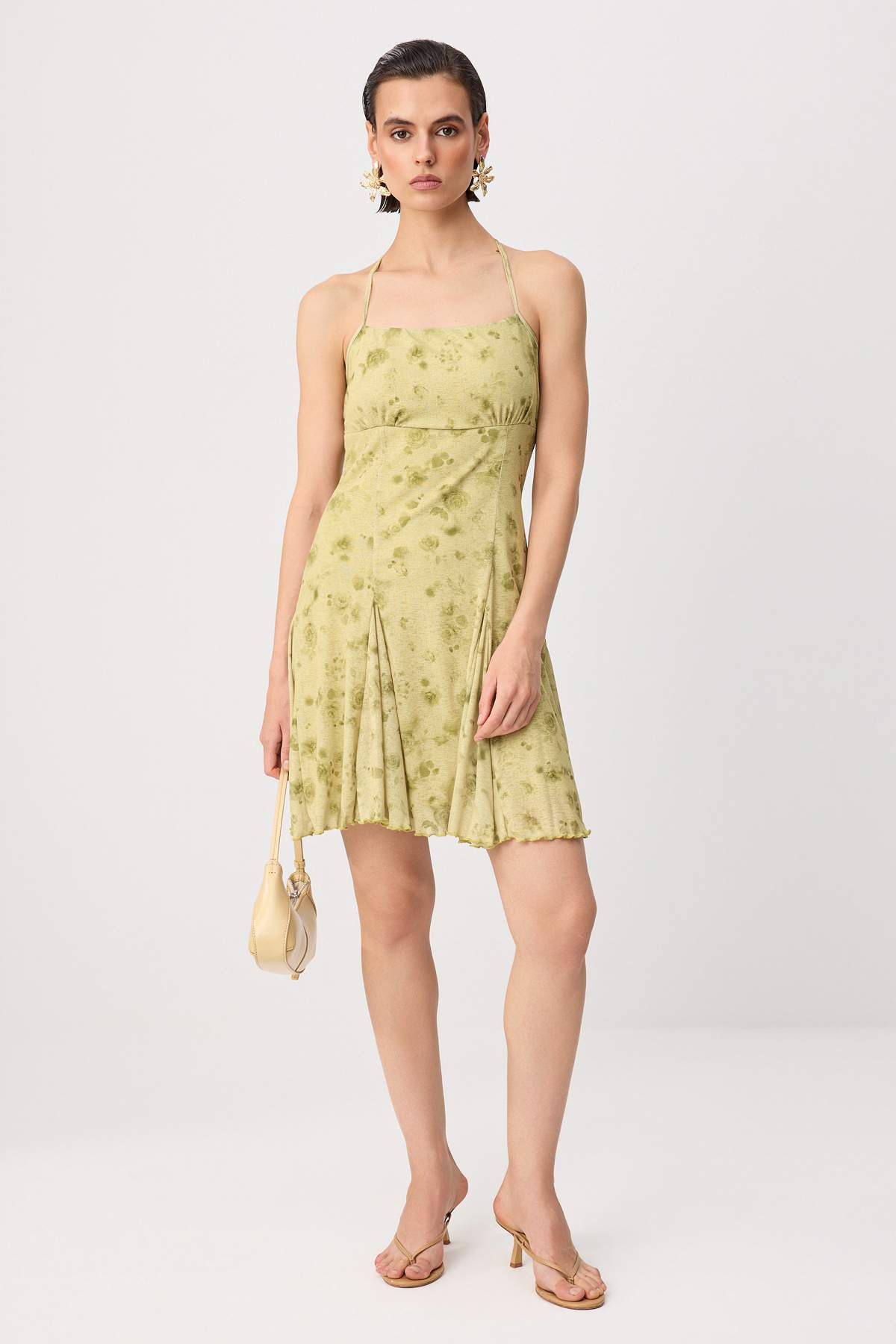 Halter Neck Sleeveless A-Line Mini Dress