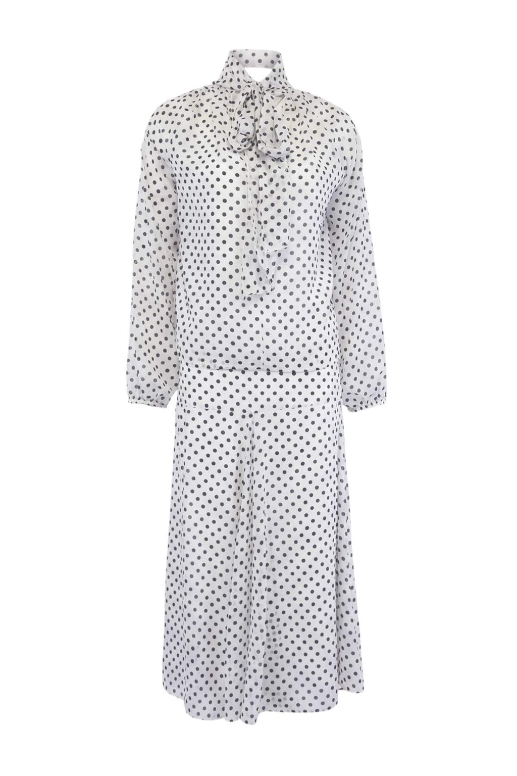 2-Piece Chiffon Lined Blouse and Skirt Two Piece Set