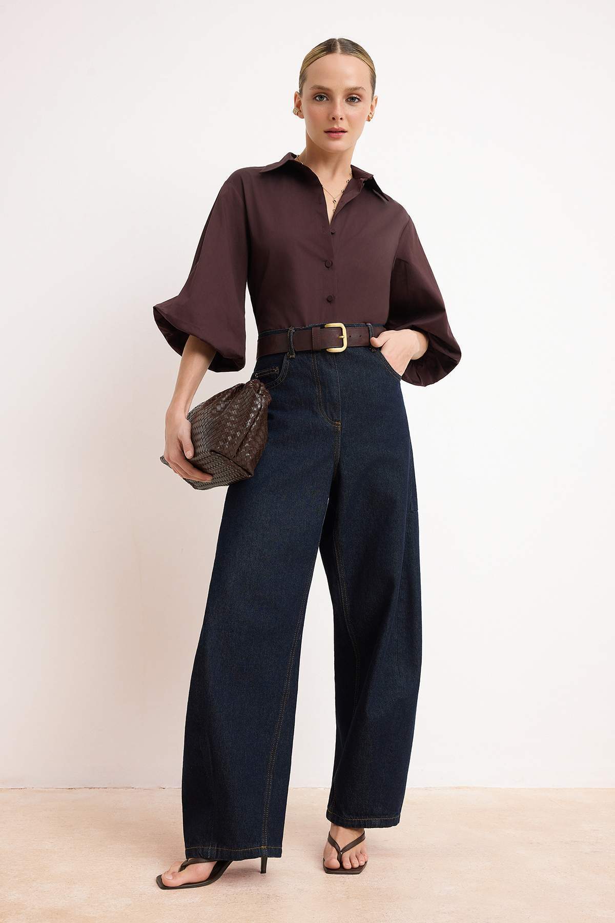 Collared Long Sleeve Relaxed Fit Shirt