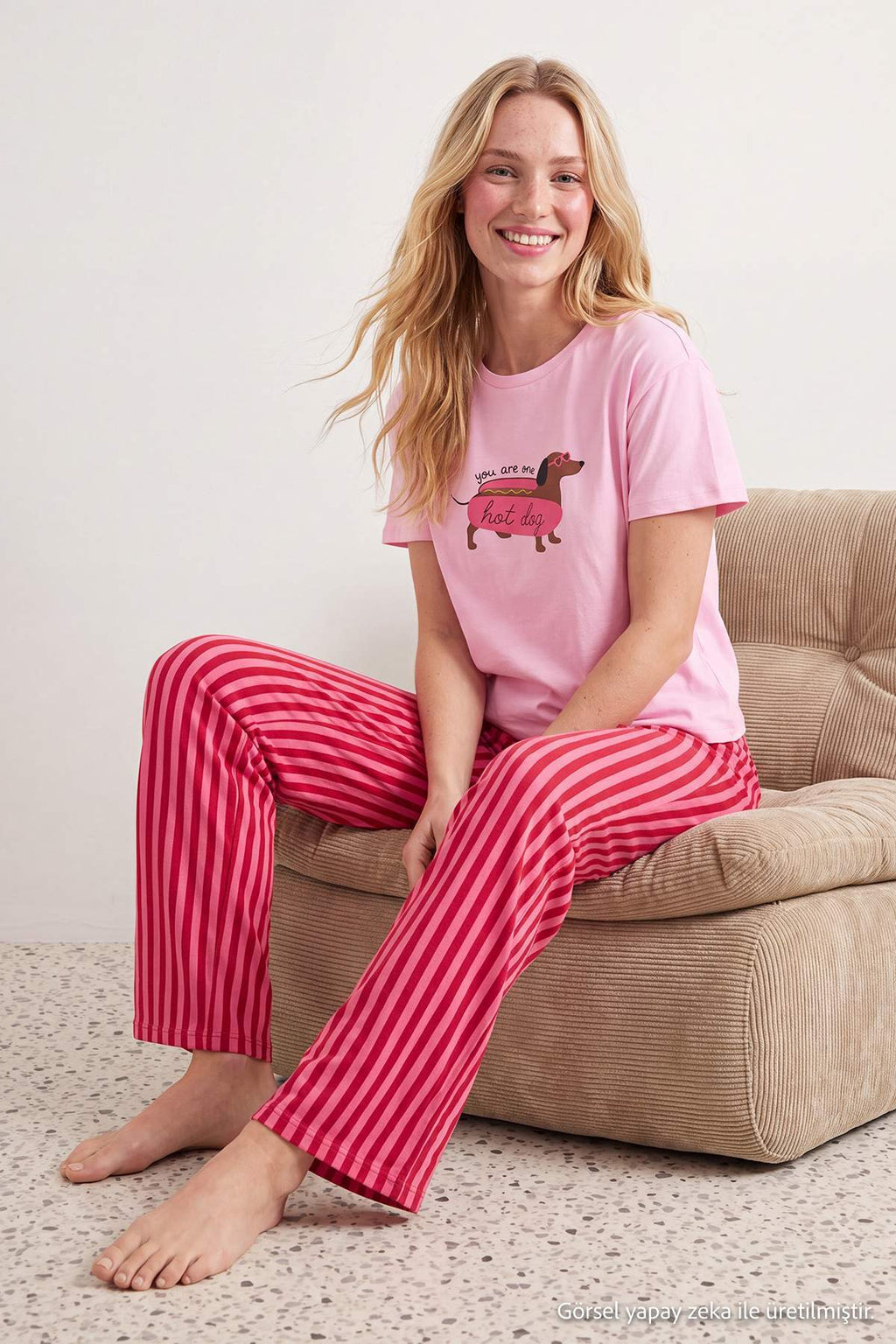 Round Neck Long Sleeve Dog Pyjama Set