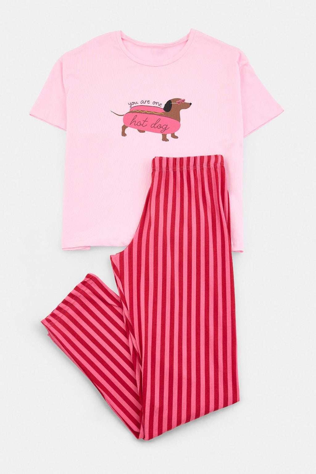 Round Neck Long Sleeve Dog Pyjama Set