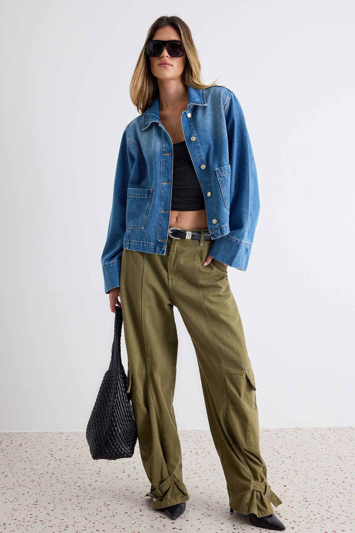 Shirt Collar Wide Sleeve Regular Denim Jacket