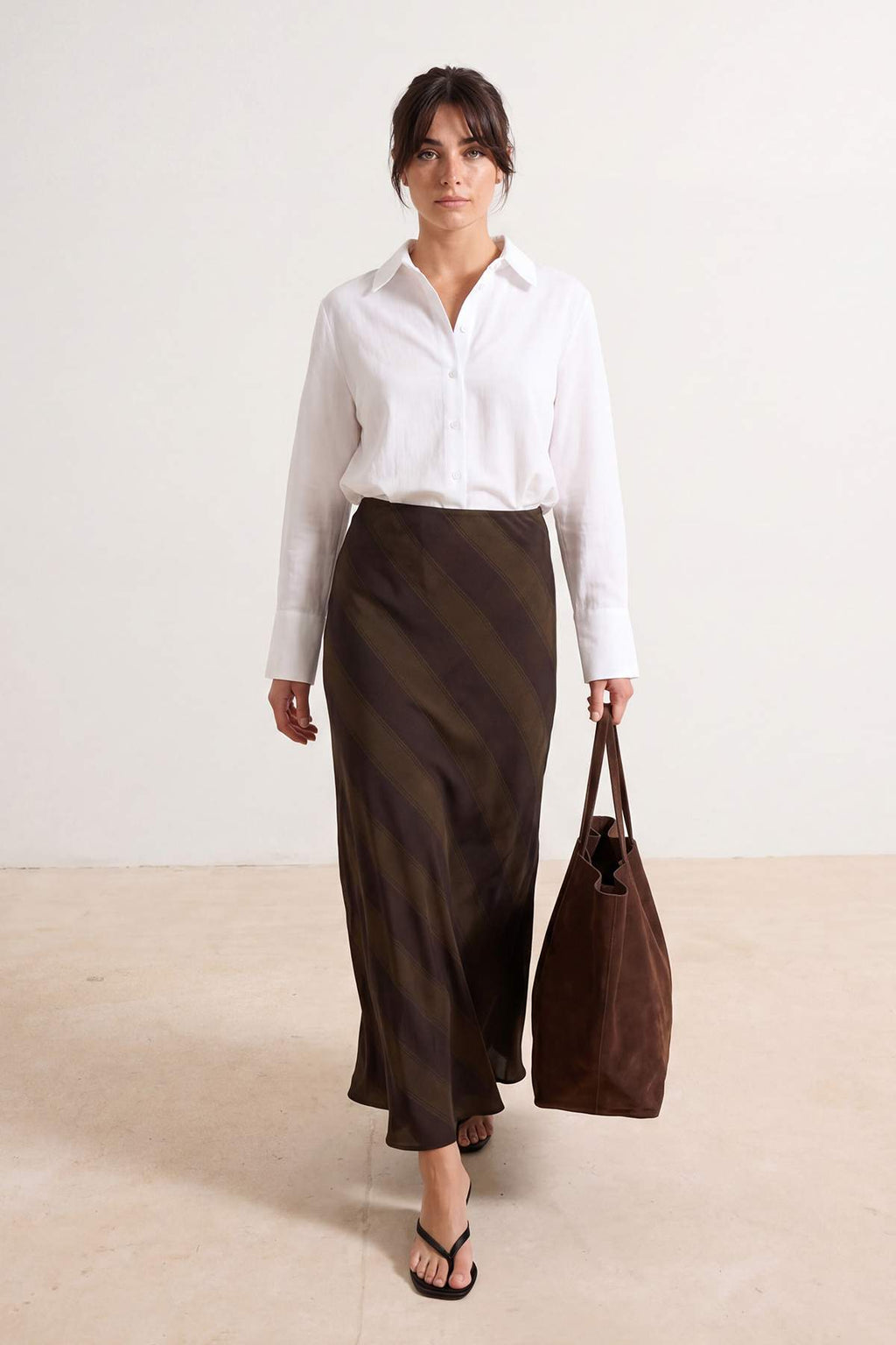 High Waist Checkered Maxi Skirt