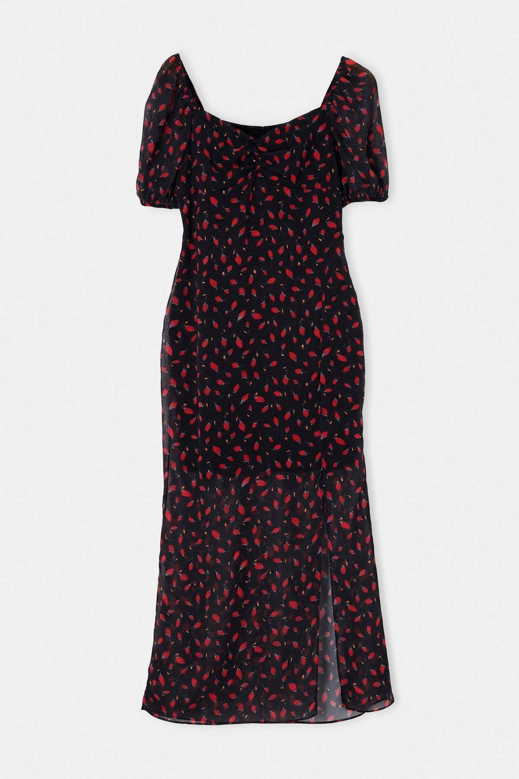 Heart Neck Short Sleeve Shift Maxi Dress