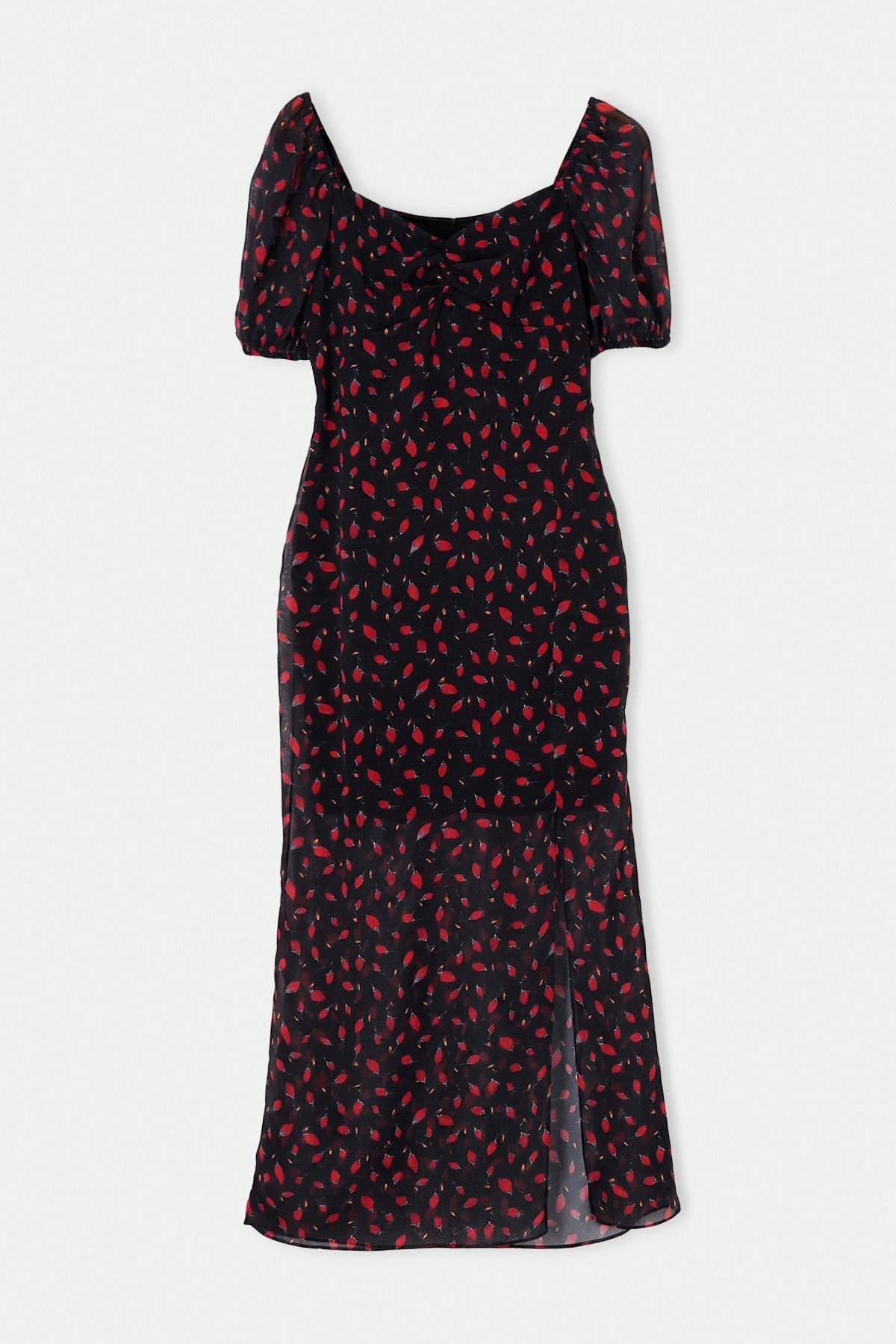 Heart Neck Short Sleeve Shift Maxi Dress