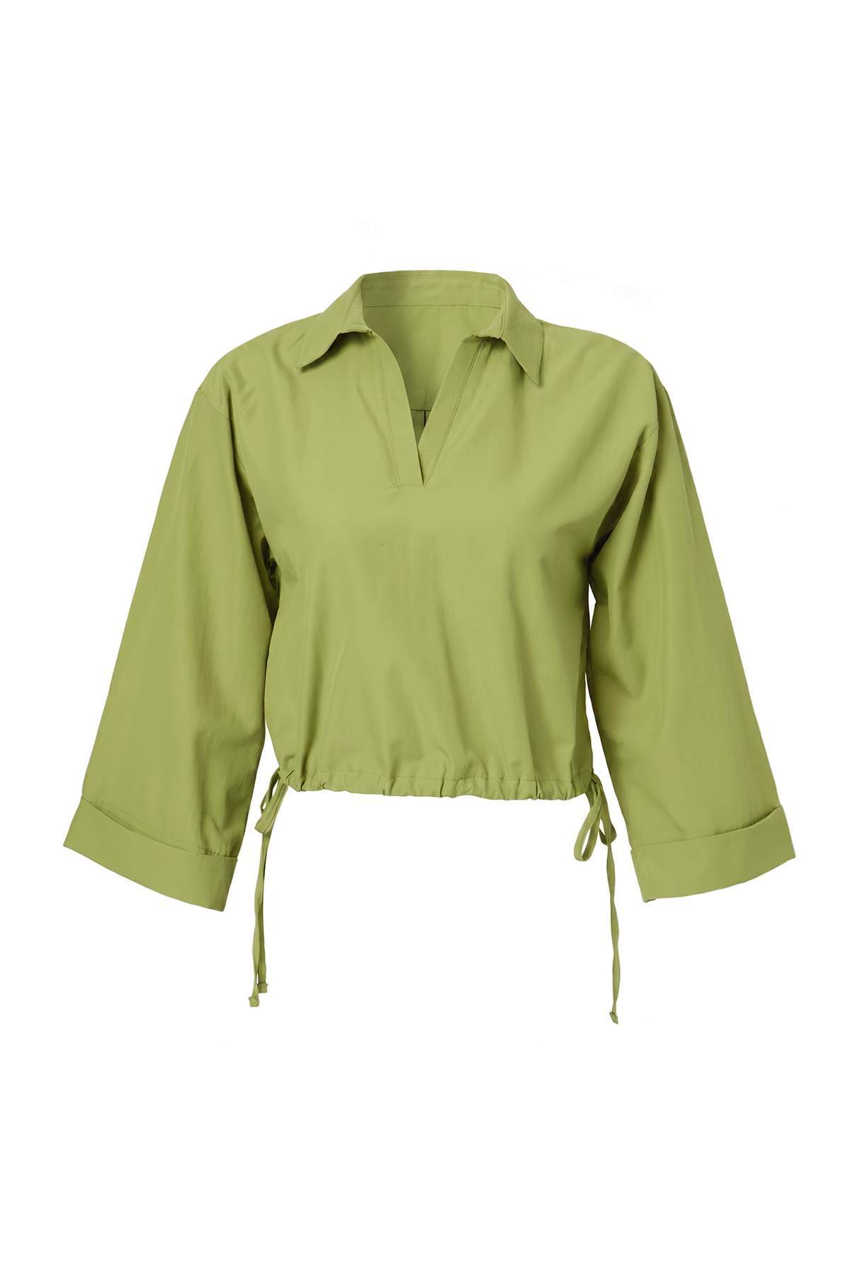 Adjustable Gathered Waist Woven Blouse