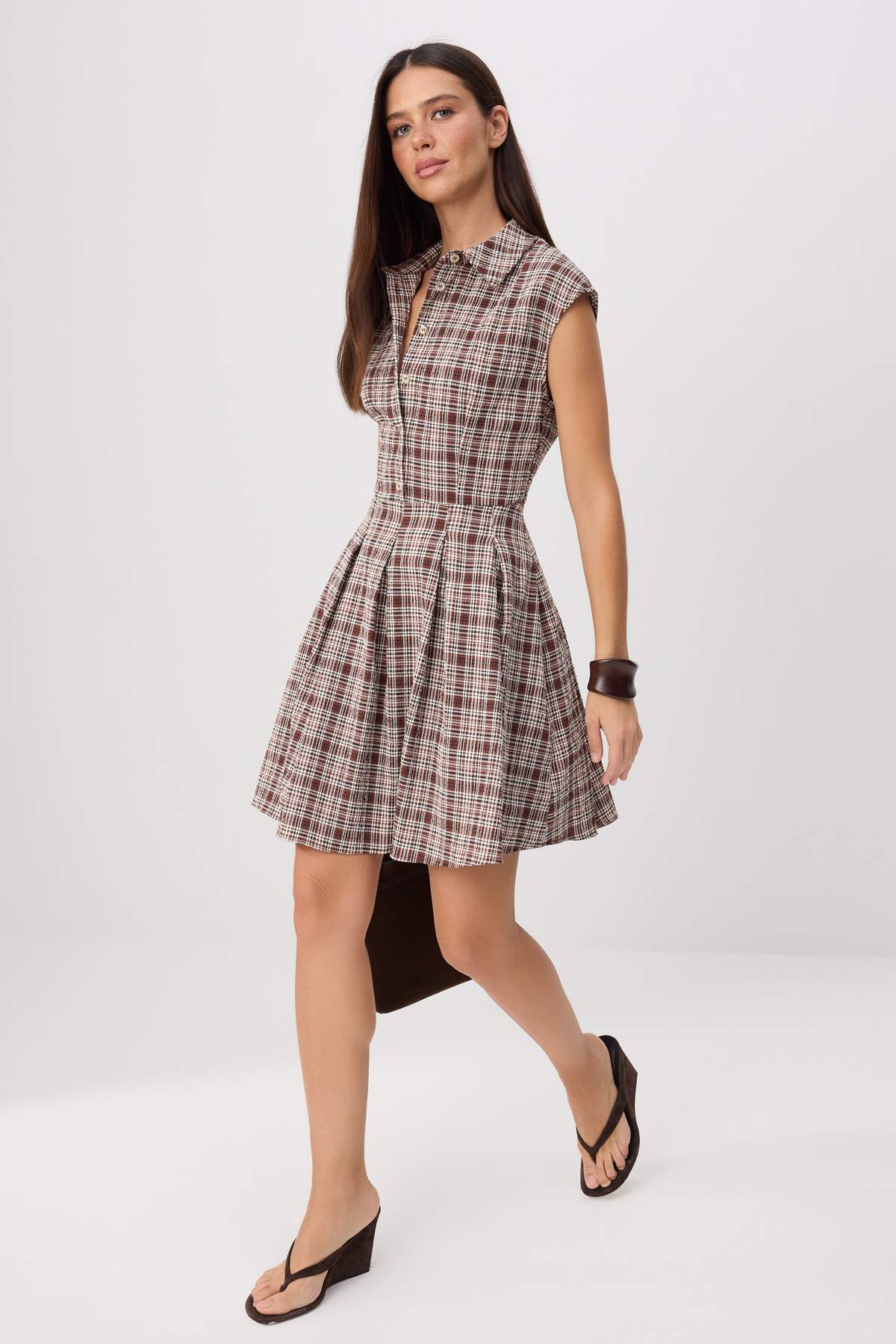 Short Sleeve Shirt Neck Skater Mini Dress