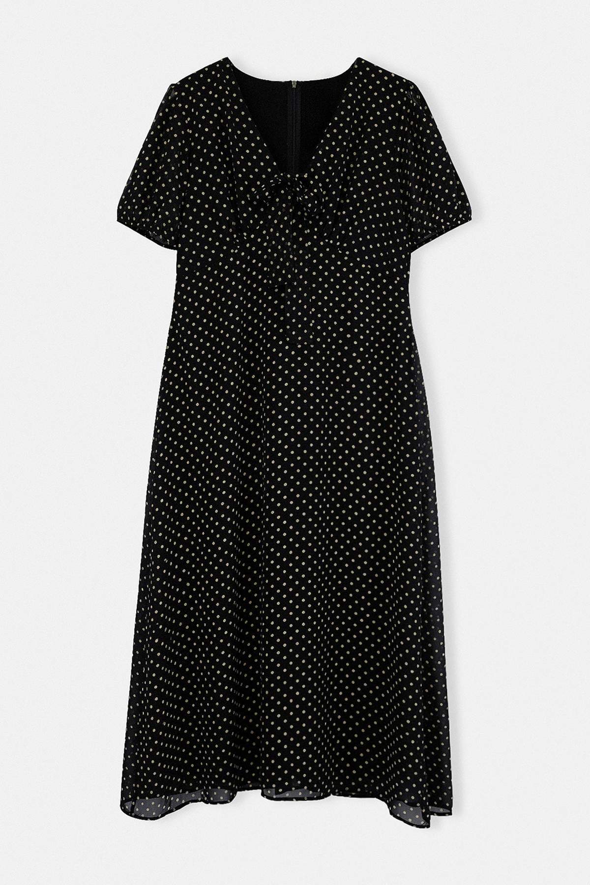 V Neck Balloon Sleeve Tiered Midi Dress