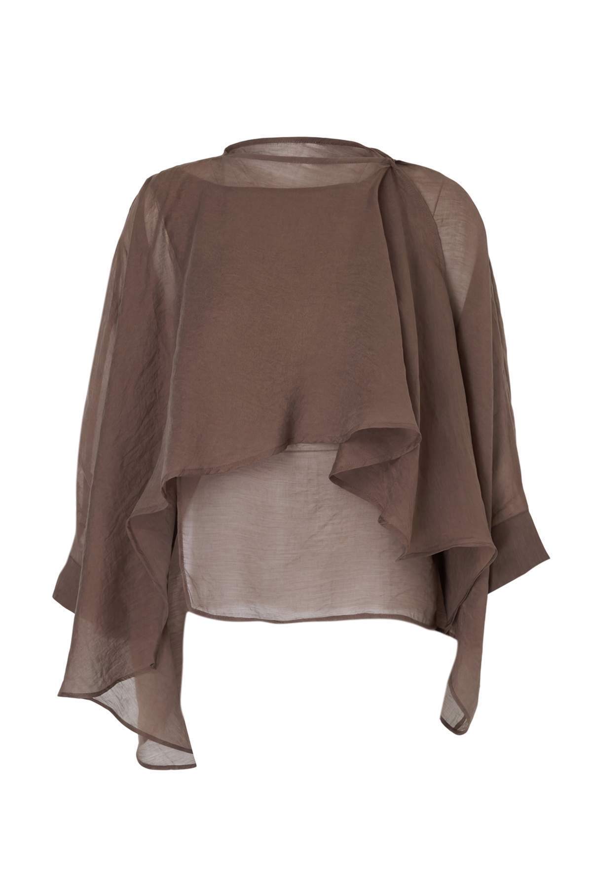 Oversized Batwing Sleeve Bicycle Neck Blouse