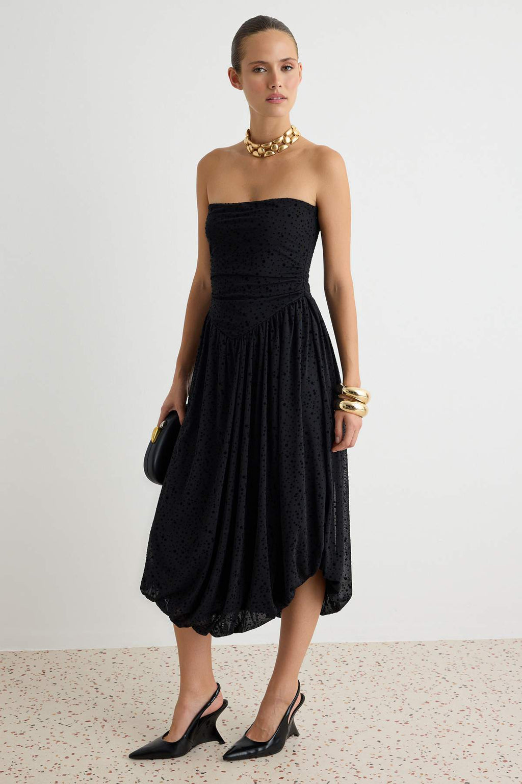 Strapless Balloon Hem Mini Dress