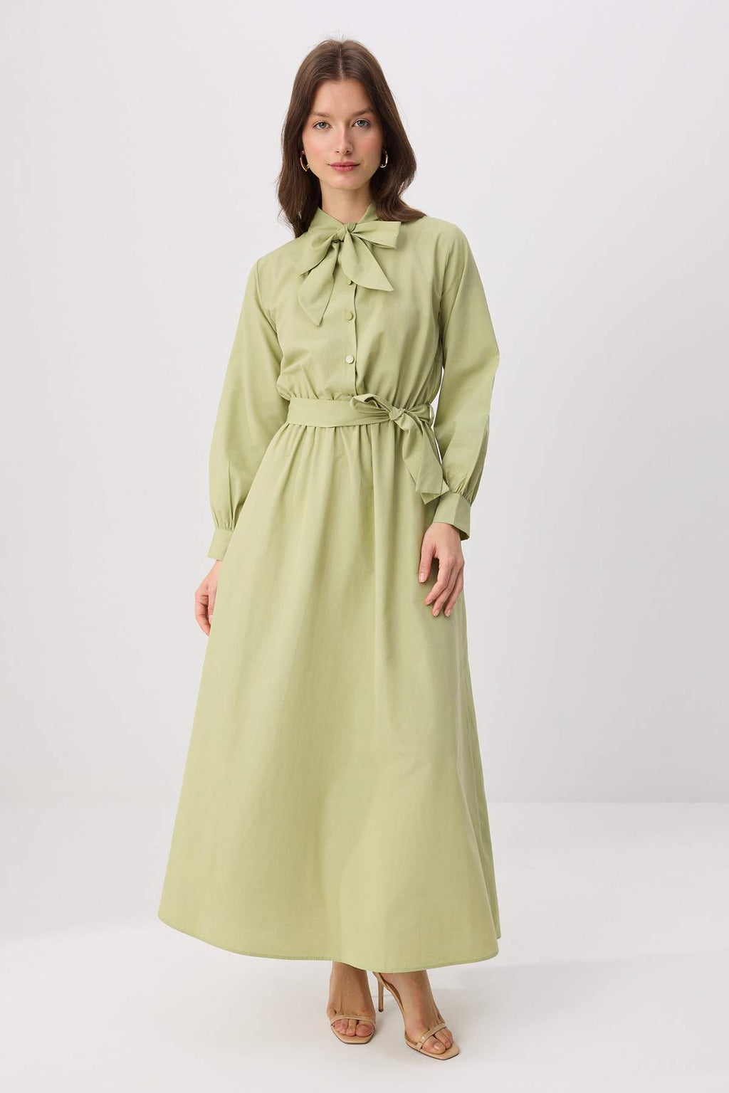 Fular Neck Concealed Button Maxi Dress