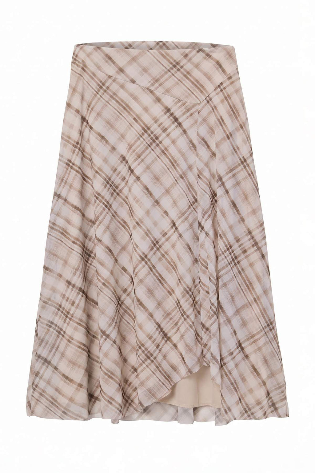 High Waist A-Line Asymmetric Midi Skirt