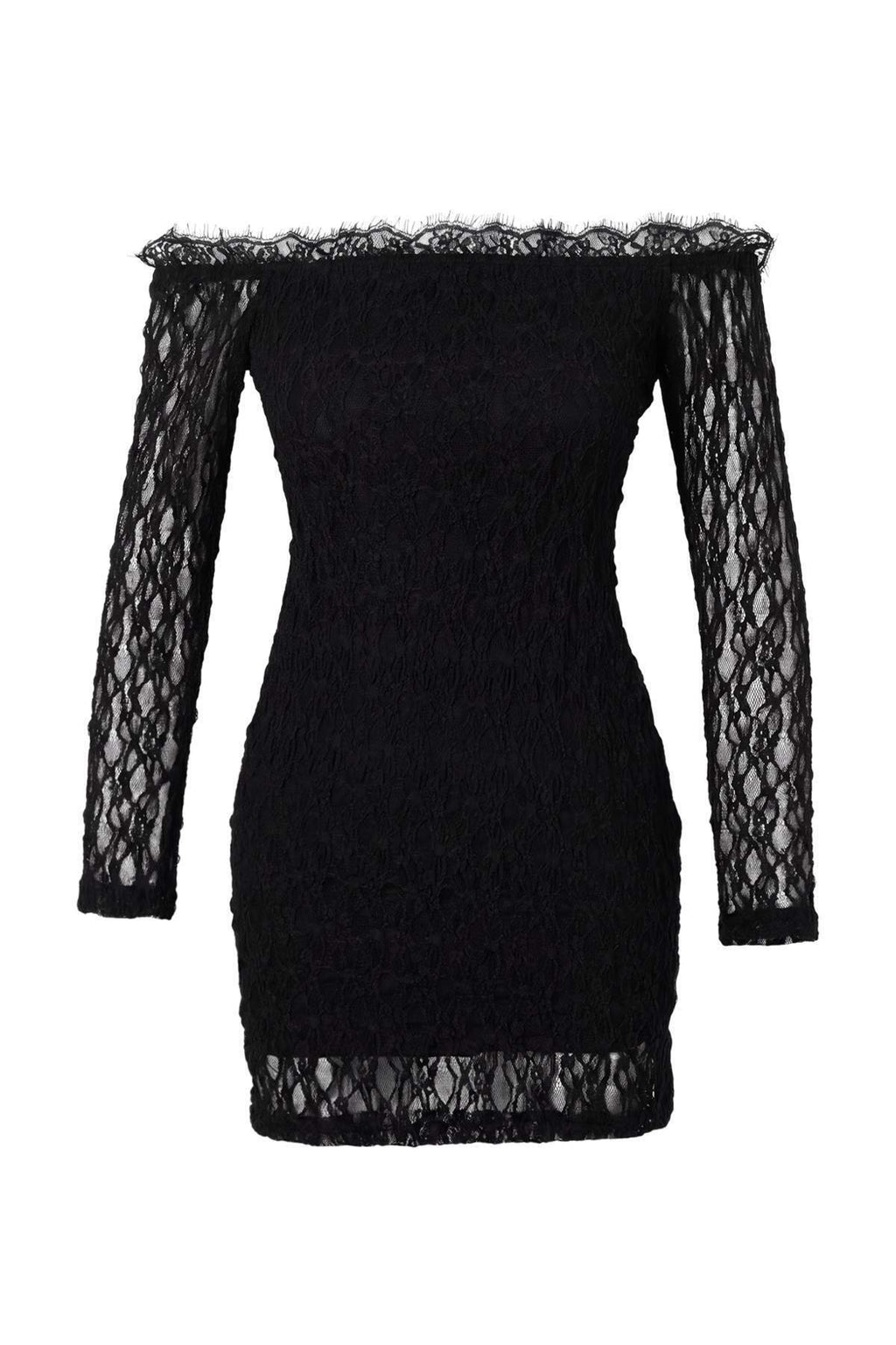 Carmen Neck Drop Shoulder Bodycon Mini Dress