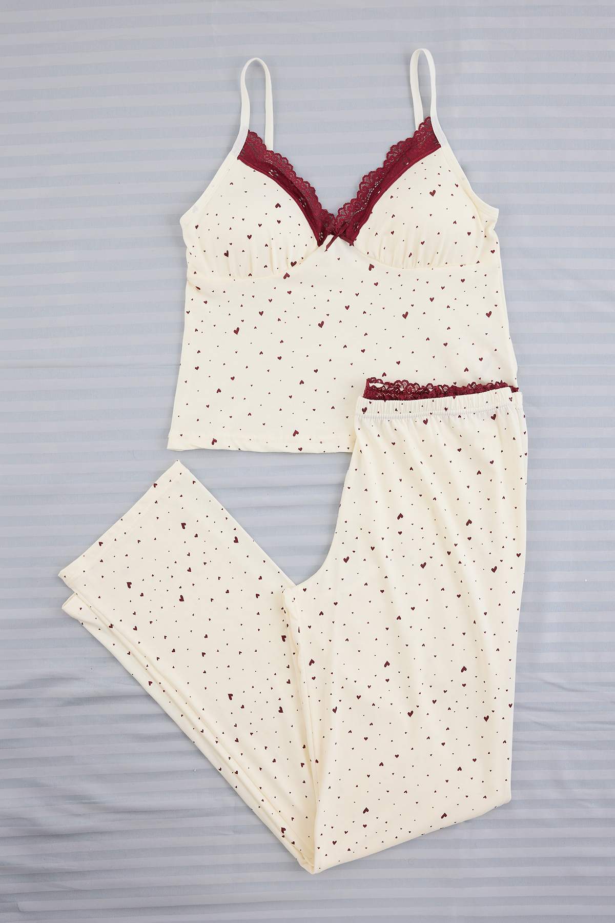 Lace Trim Cami Top and Trousers Pyjama Set