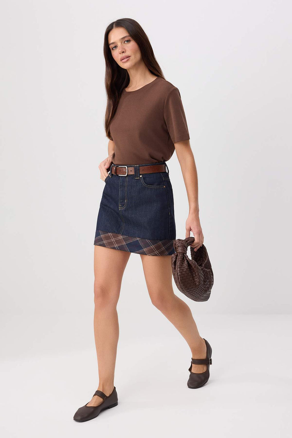 High Waist Detail Mini Denim Skirt