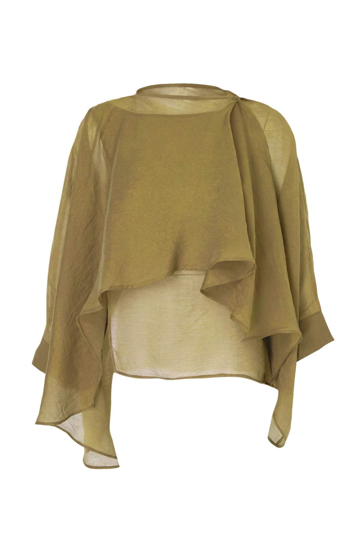 Oversized Batwing Sleeve Bicycle Neck Blouse