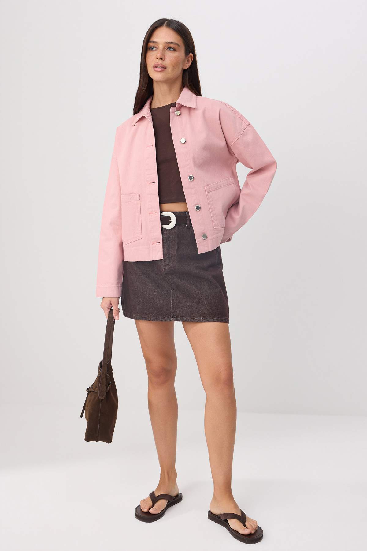 Regular Fit Shirt Collar Long Sleeve Denim Jacket