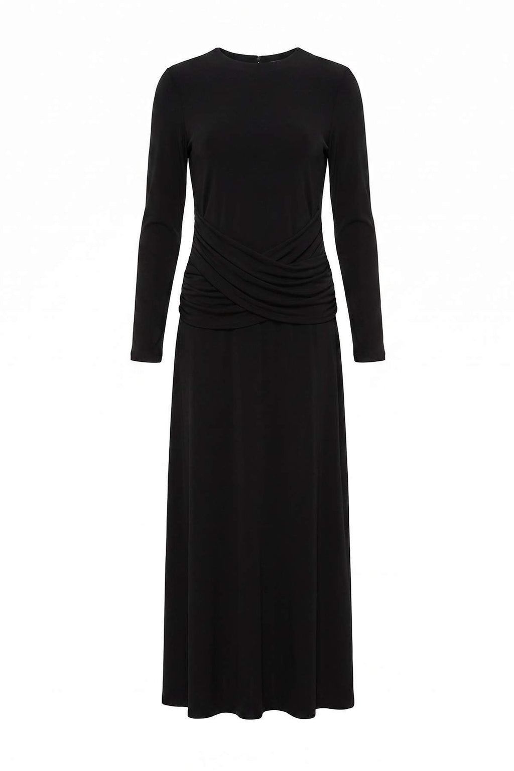 High Neck Long Sleeve A-Line Maxi Dress