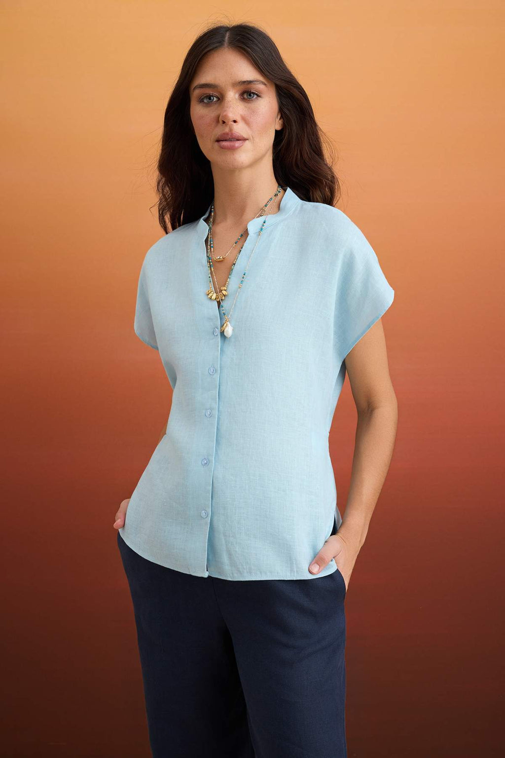 Relaxed Fit Back Tie Detail Long Sleeve Shirt
