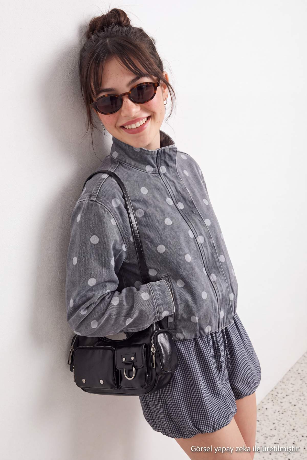 High Neck Long Sleeve Denim Jacket