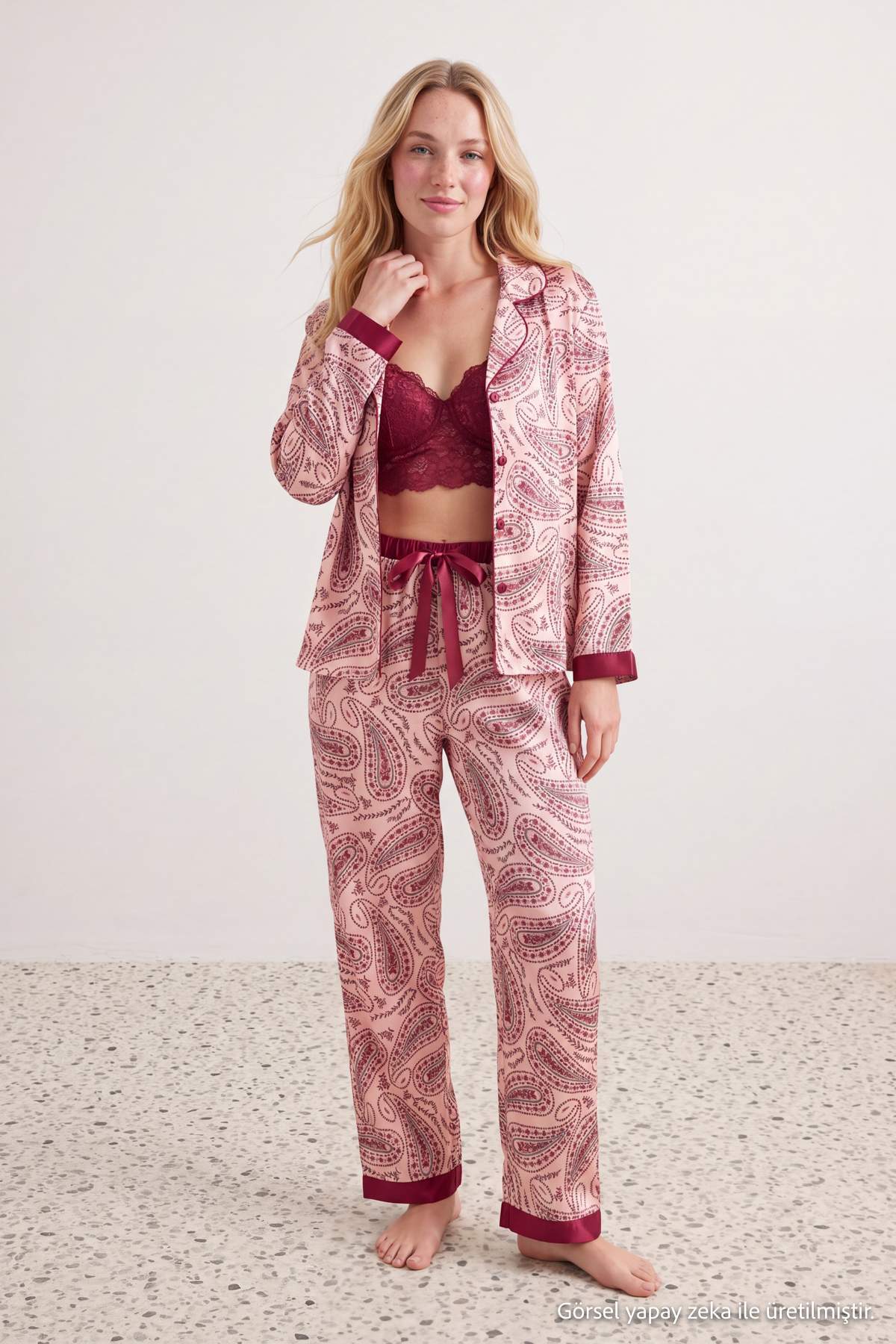 Shirt and Trousers Satin Pyjama Set
