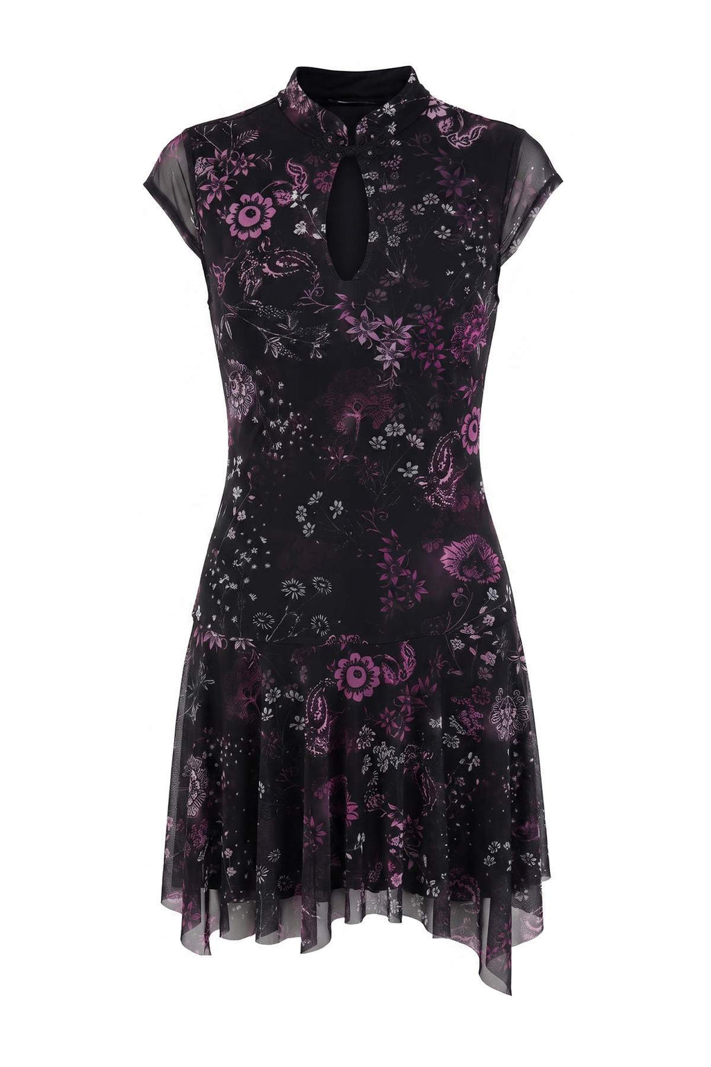 Keyhole Neck Short Sleeve Skater Mini Dress