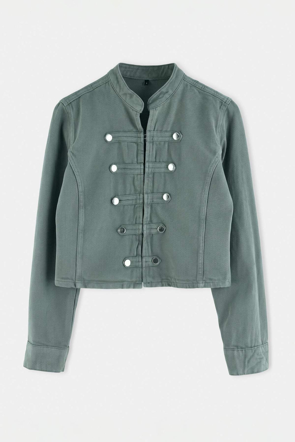 Button Front Fitted Long Sleeve Denim Jacket