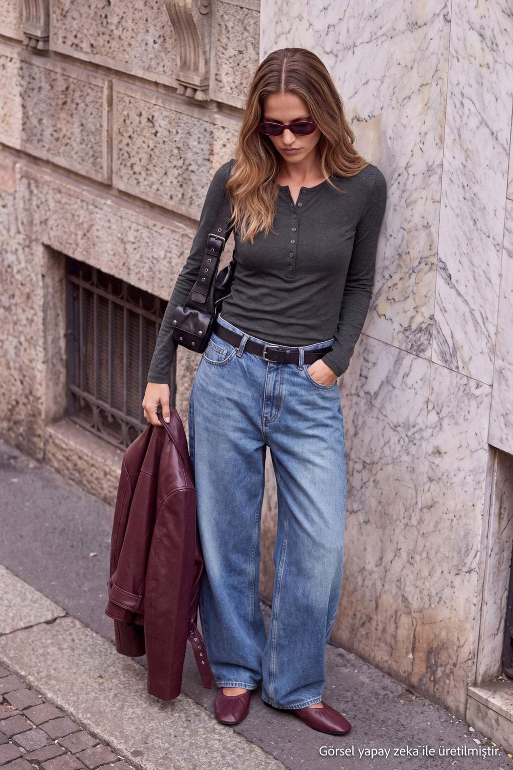 Crew Neck Long Sleeve Button Front Fitted Knit Blouse