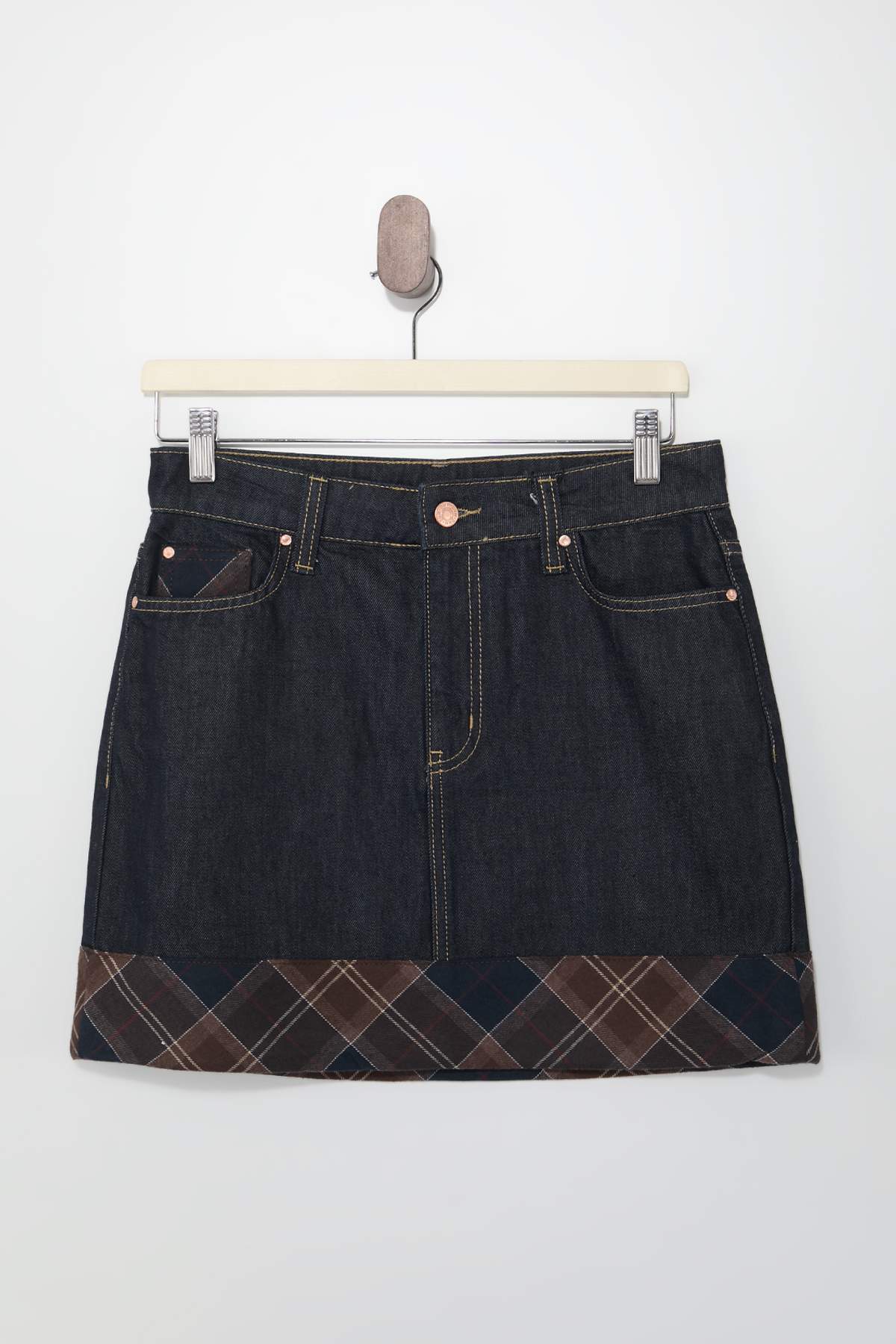 High Waist Detail Mini Denim Skirt
