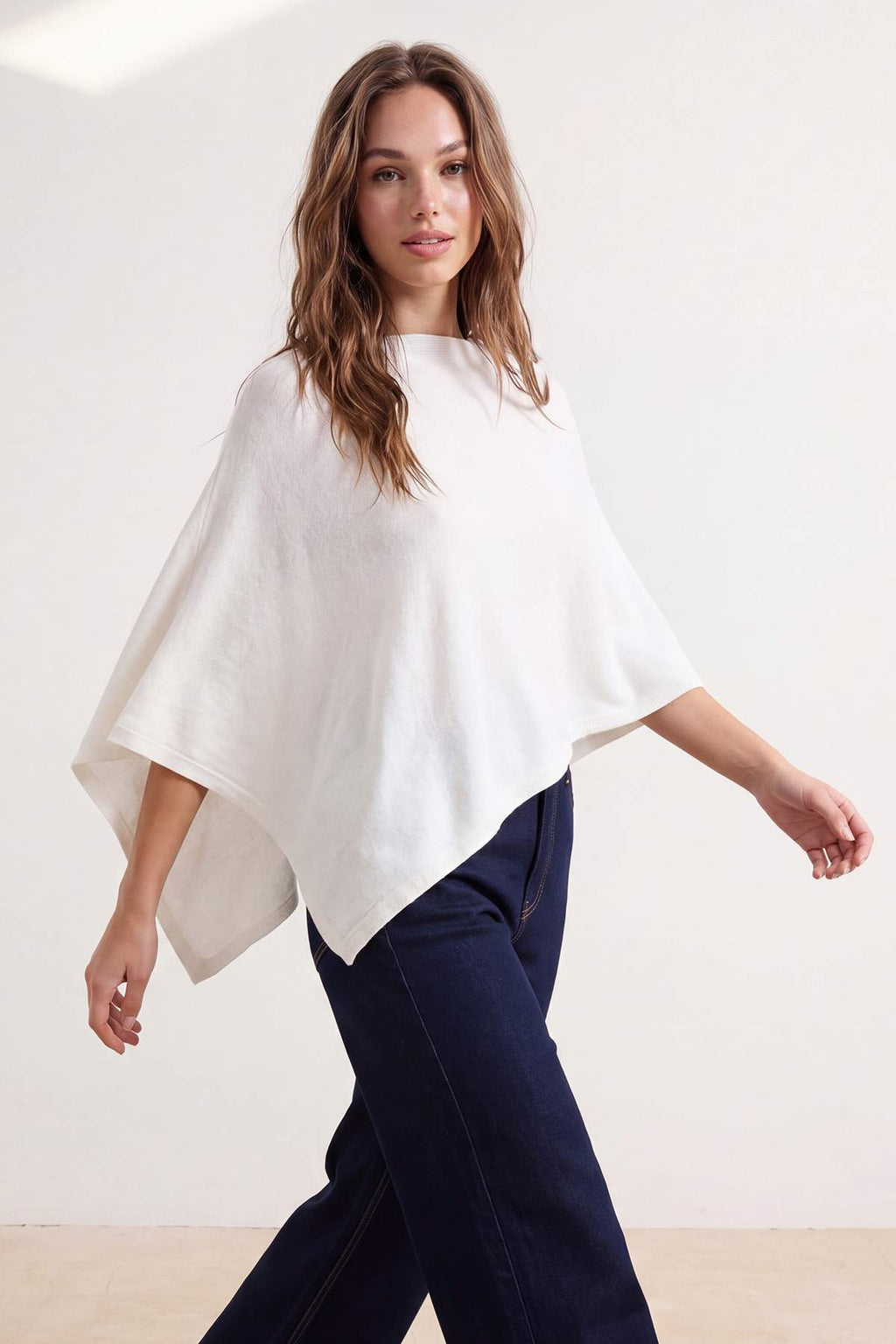 Boat Neck Batwing Sleeve Oversize Knit Poncho