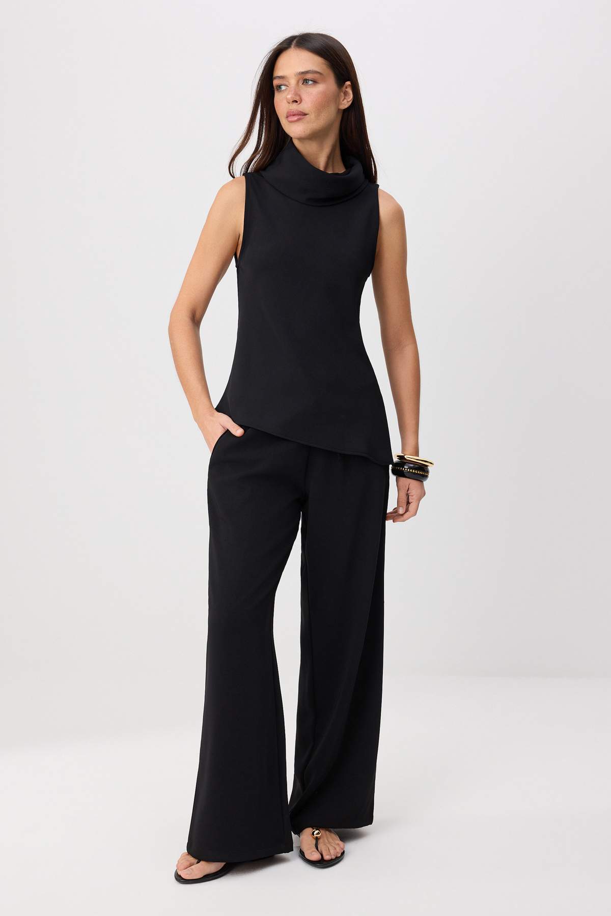 2-Piece Sleeveless Blouse Wide Leg Trouser Co-ord