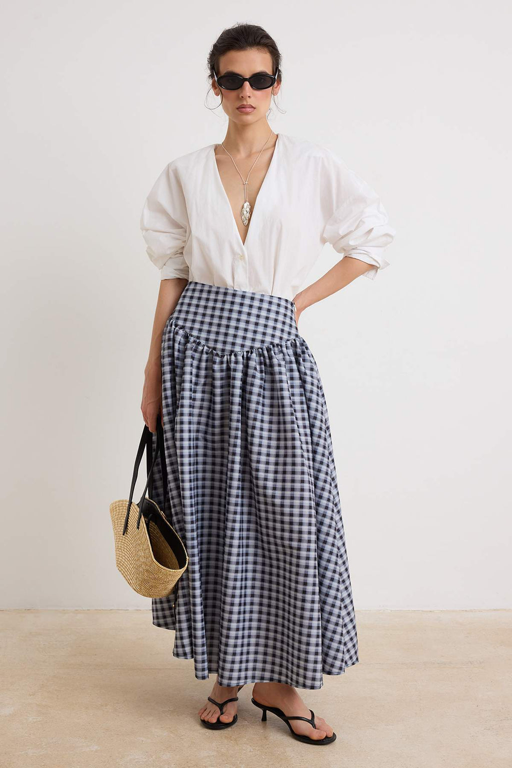 High Waist Ruffle Hem Maxi Skirt
