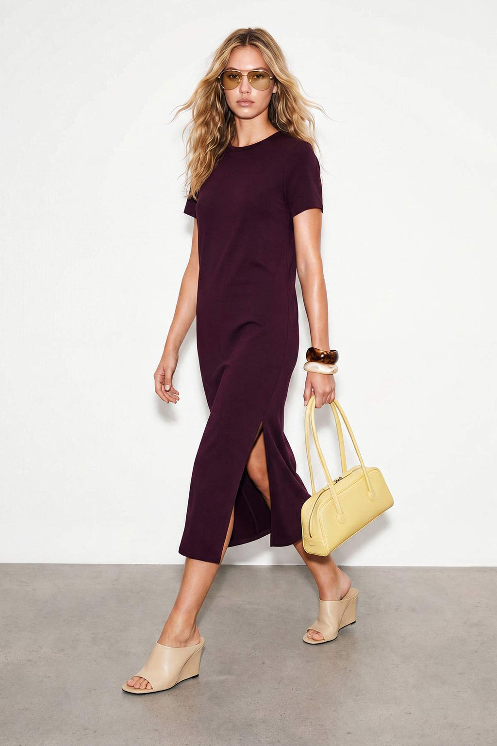 Crew Neck Short Sleeve Maxi Dress
