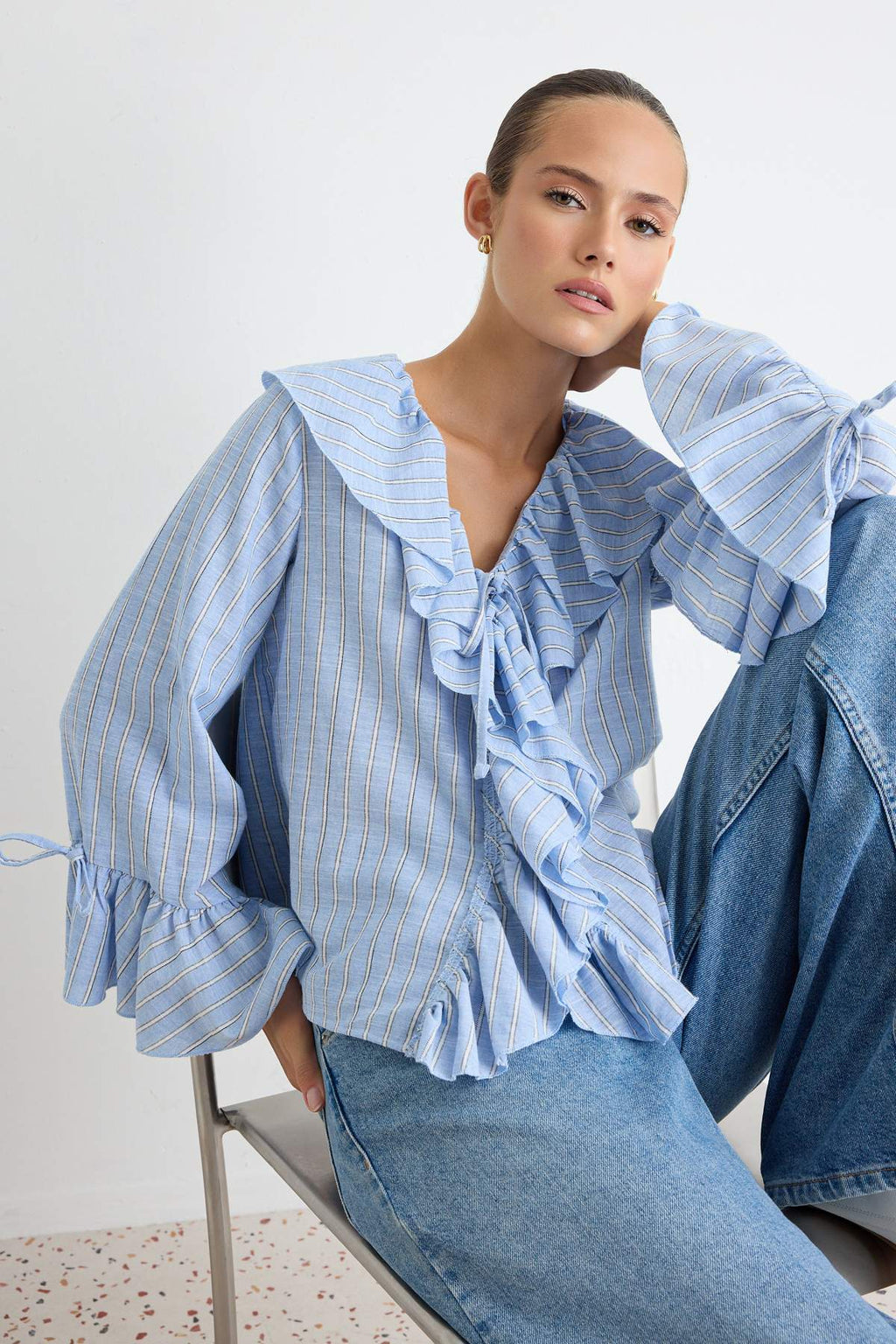 V Neck Standard Sleeve Regular Fit Woven Blouse