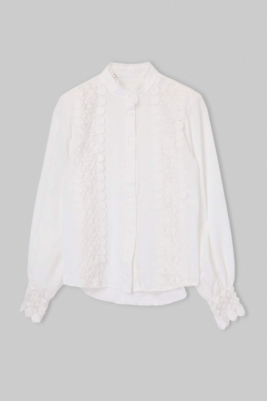 Applique Trim Lace Detail Padded Long Sleeve Shirt