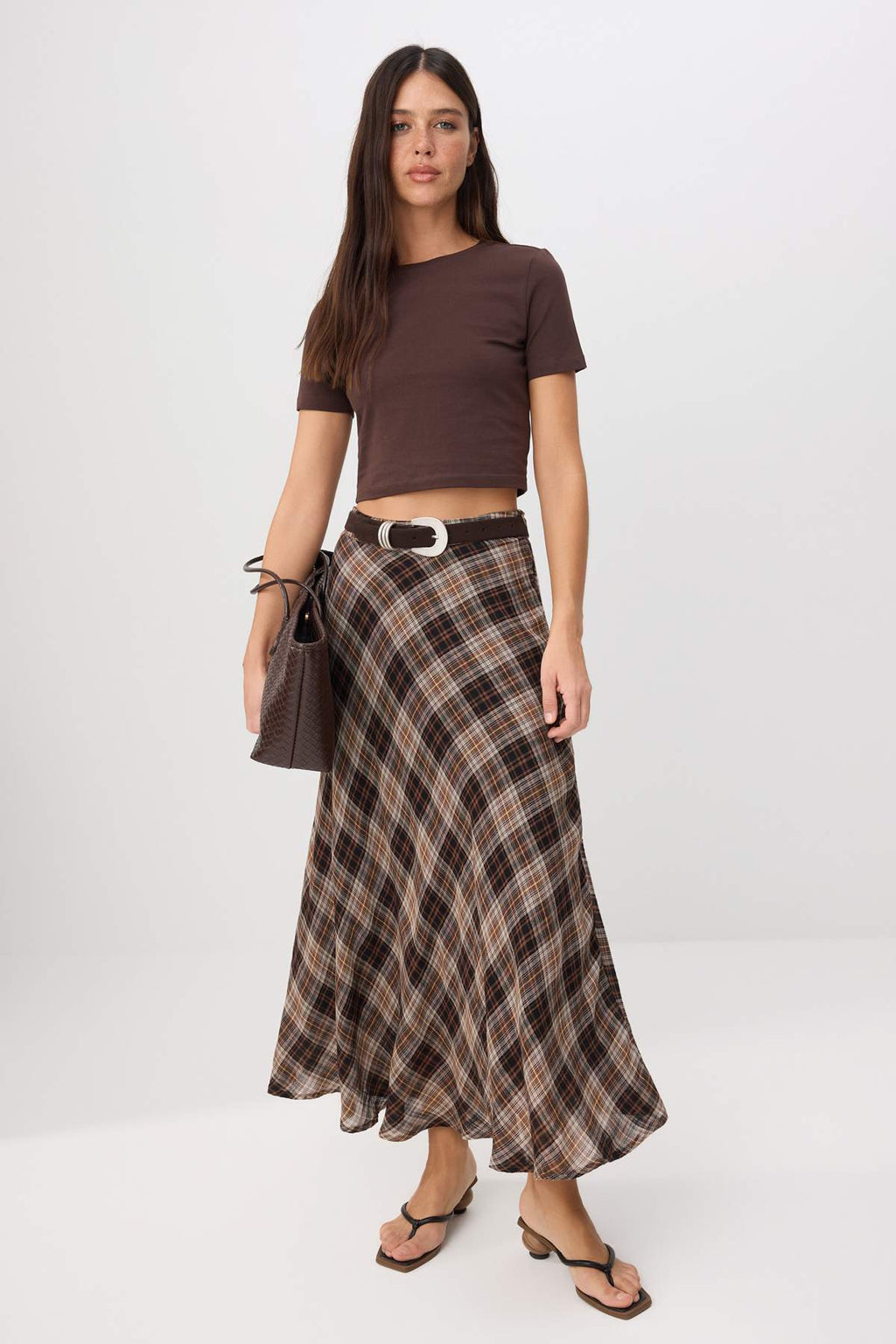 High Waist A-Line Maxi Skirt