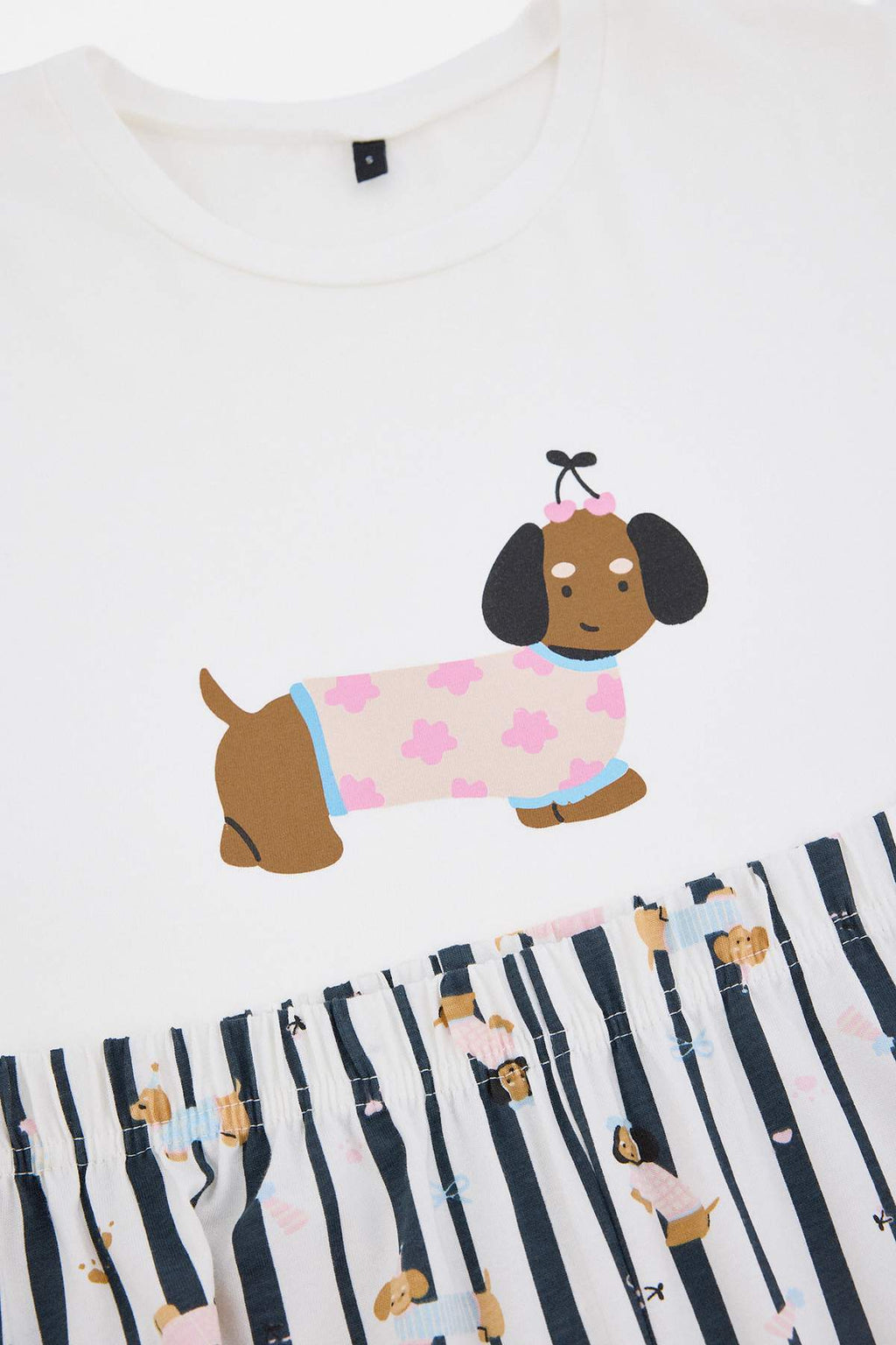 Round Neck Long Sleeve Dog Pyjama Set