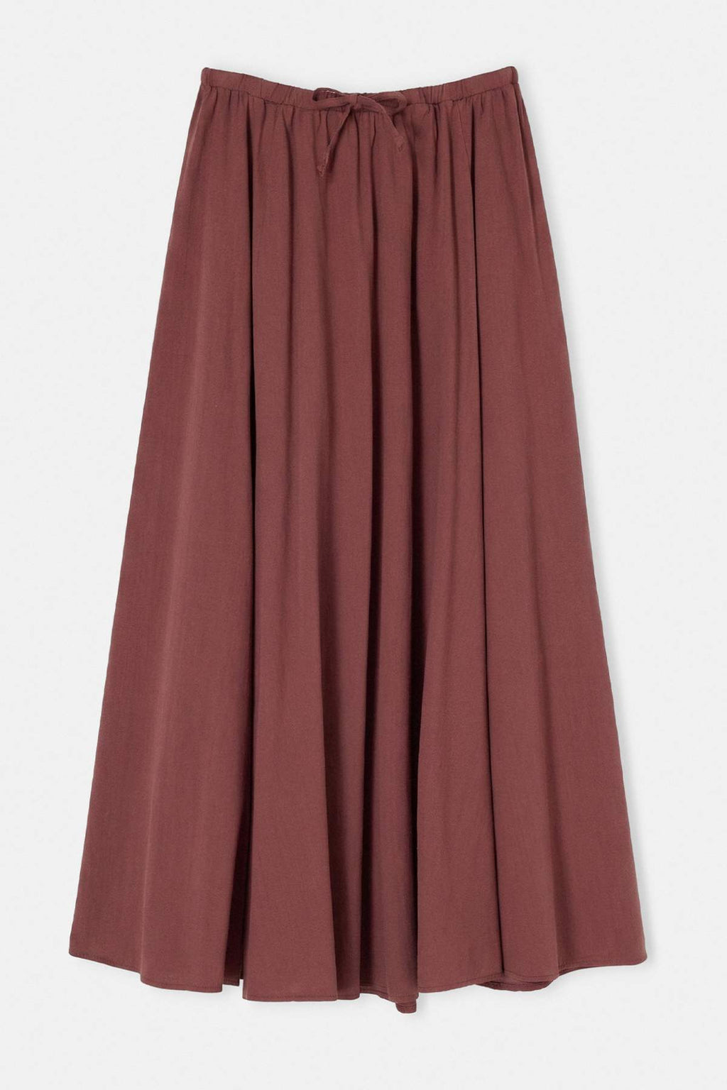 Elasticated Waist Drawstring Long Tiered Skirt