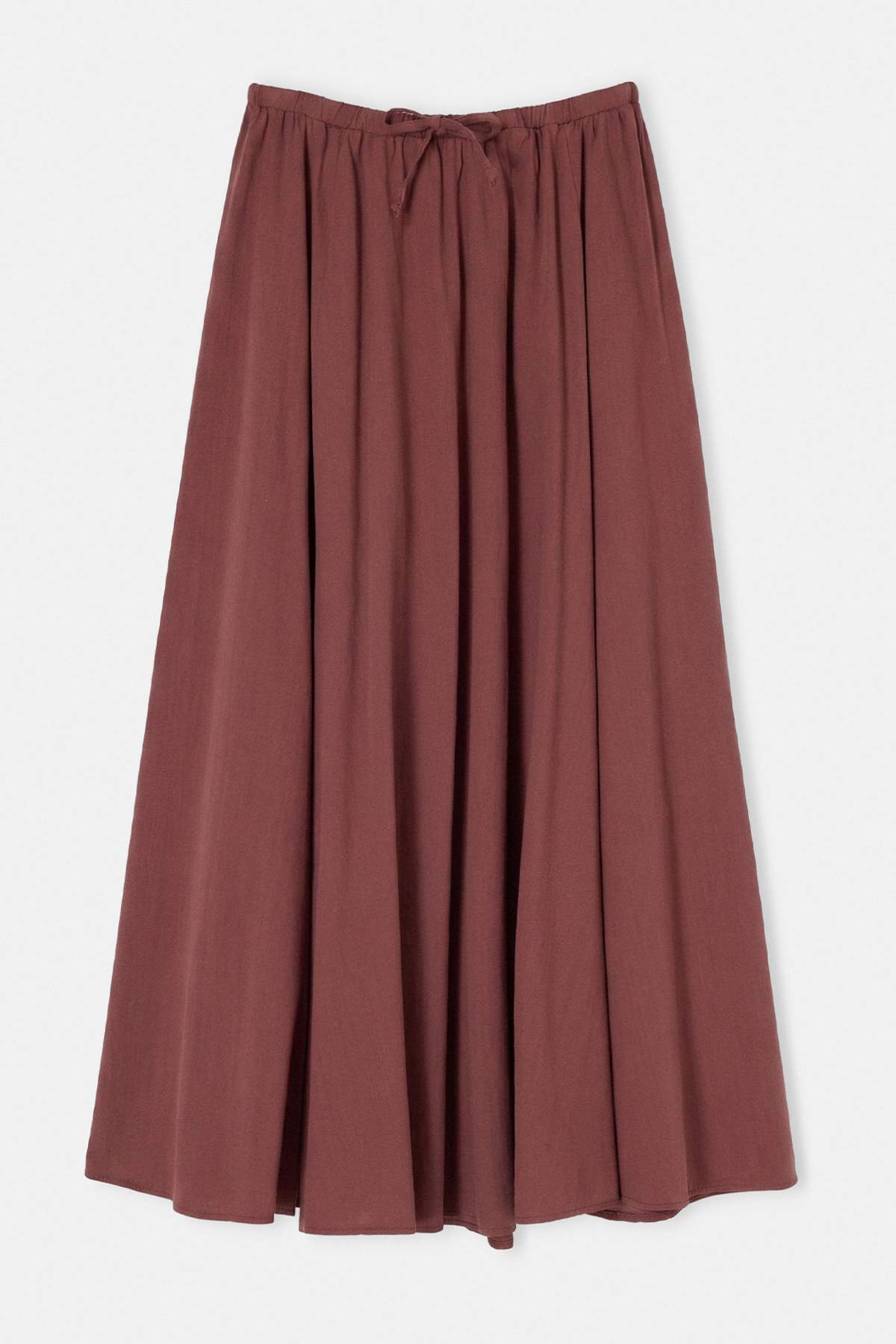 Elasticated Waist Drawstring Long Tiered Skirt