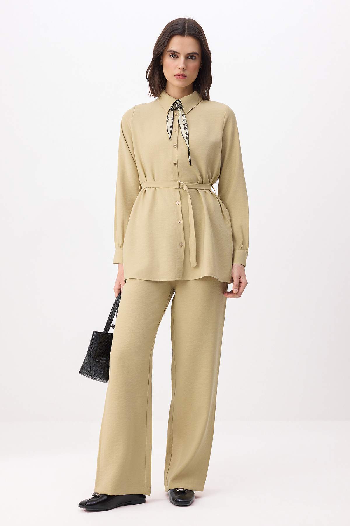 2-Piece Modal Shirt and Wide Leg Trouser Co-ord