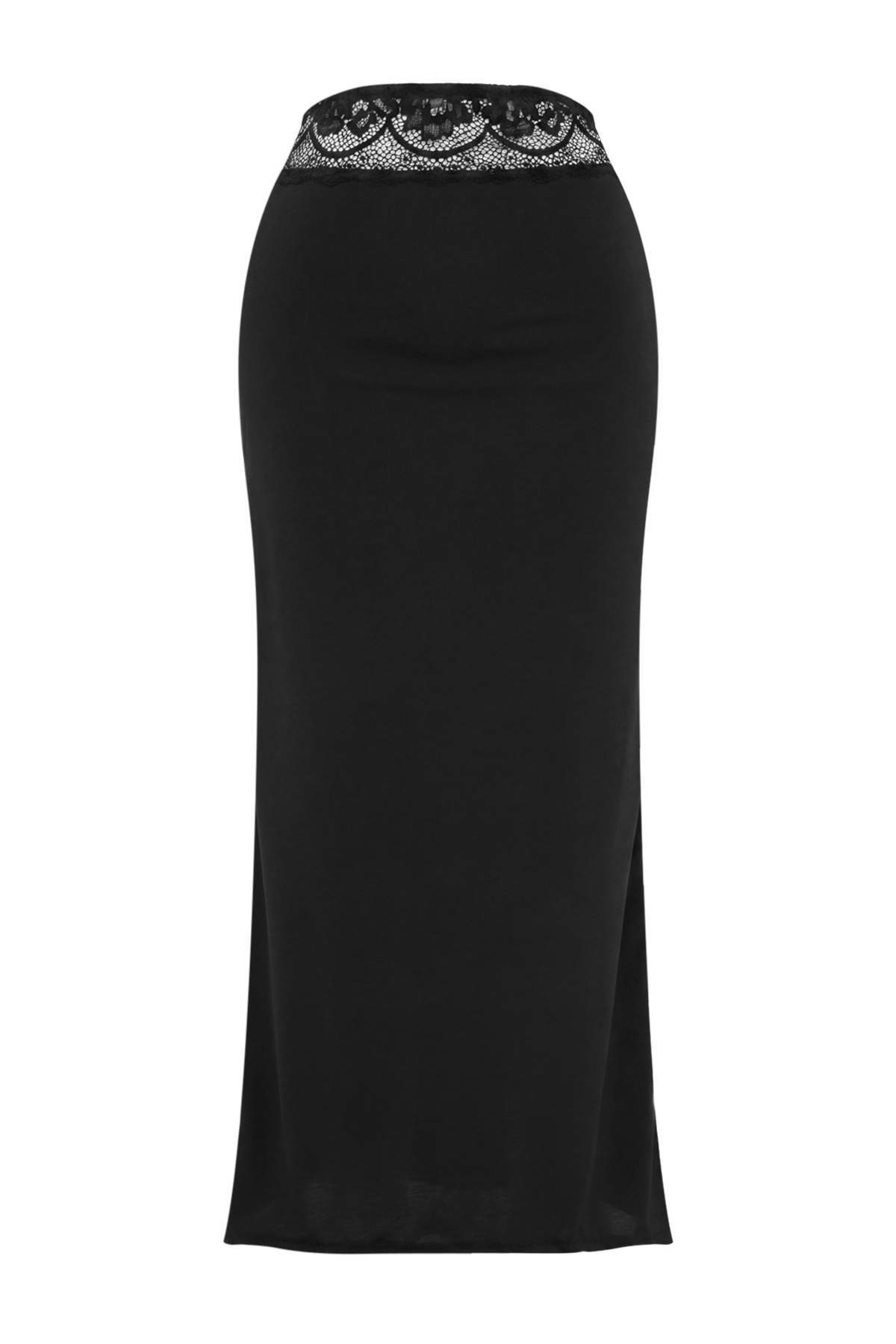 Midi Lace Detail Knit Skirt
