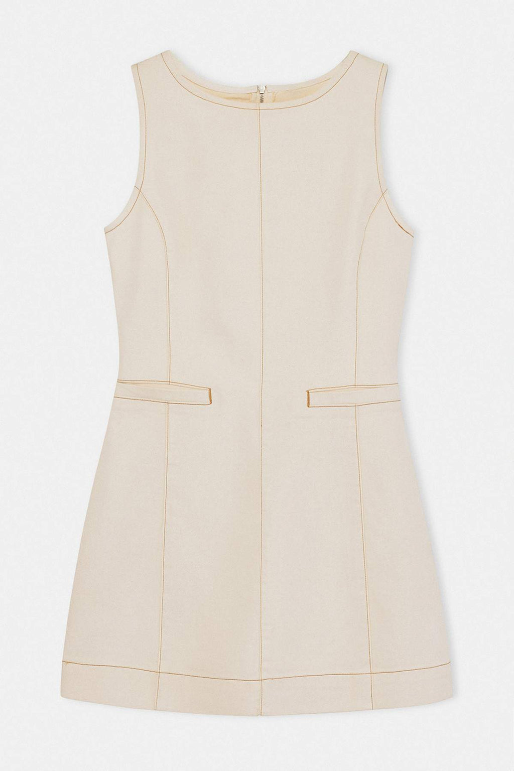 Sleeveless Boat Neck A-Line Mini Denim Dress